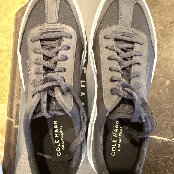 Cole Haan Gray Suede & Canvas Lace-Up Sneakers Navy - Picture 6 of 14